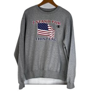 Champion Crewneck "I Stand for This Flag" Sweater Cotton Blend Size Large